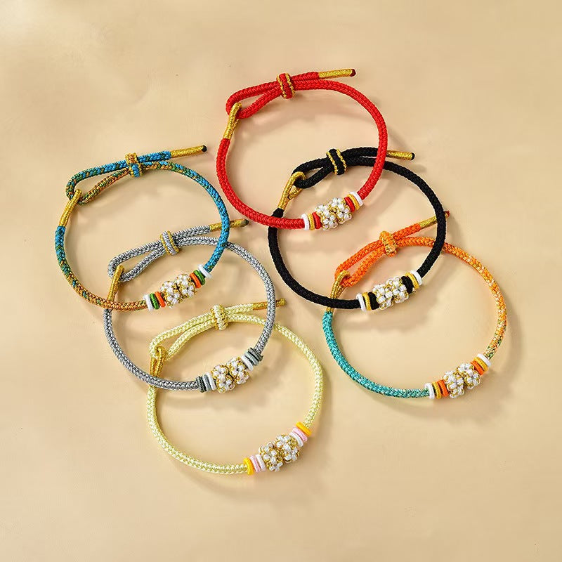 Handmade Braided Rope Braceletpeach blossom knot