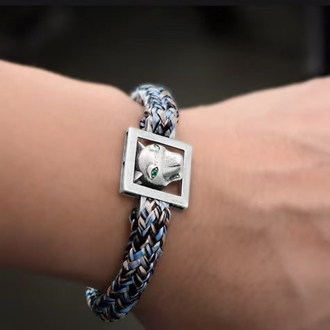 925 Silver Wolf Hand-woven Outdoor Bracelet