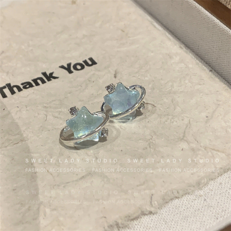 S925 silver needle small fresh super fairy temperament star earrings