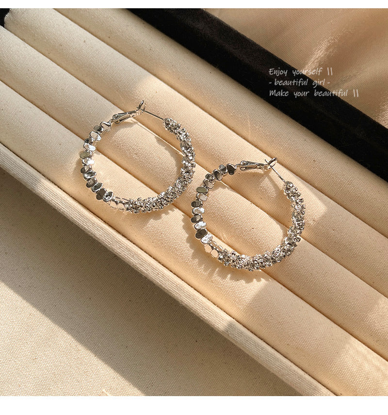 S925 silver needle broken silver large earrings