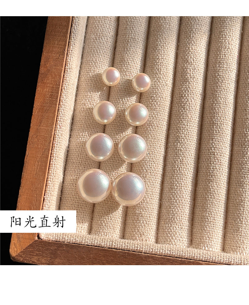 S925 silver needle steamed pearl earrings light luxury niche simple high-end earrings wholesale