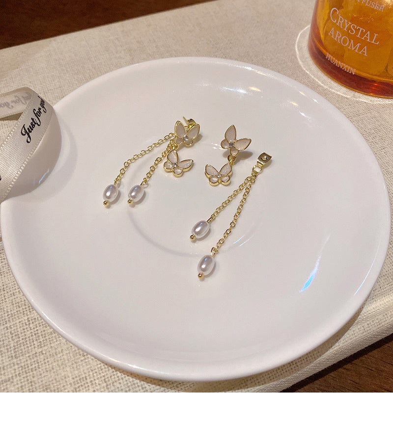 Niche high-end asymmetrical butterfly earrings
