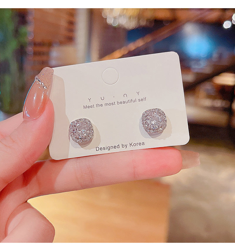 S925 silver needle micro-inlaid zircon super flash net celebrity earrings