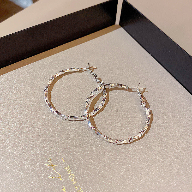 S925 silver needle European and American exaggerated large circle earrings