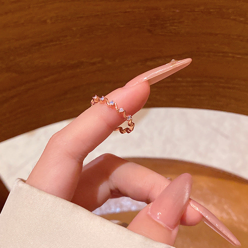 New exquisite zircon flower women's ring opening adjustable versatile love ring