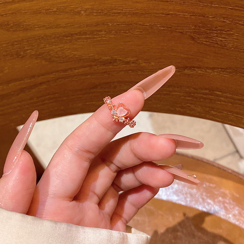 New exquisite zircon flower women's ring opening adjustable versatile love ring