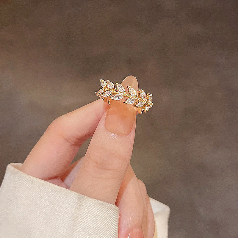 Pearl women's ring niche ins style exquisite zircon ring open ring