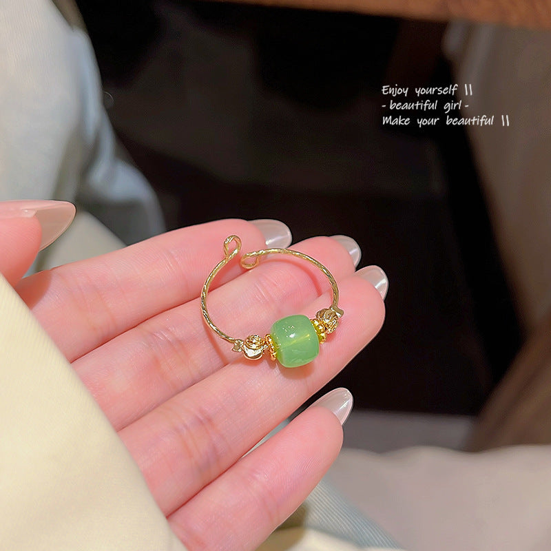 Pearl women's ring niche ins style exquisite zircon ring open ring