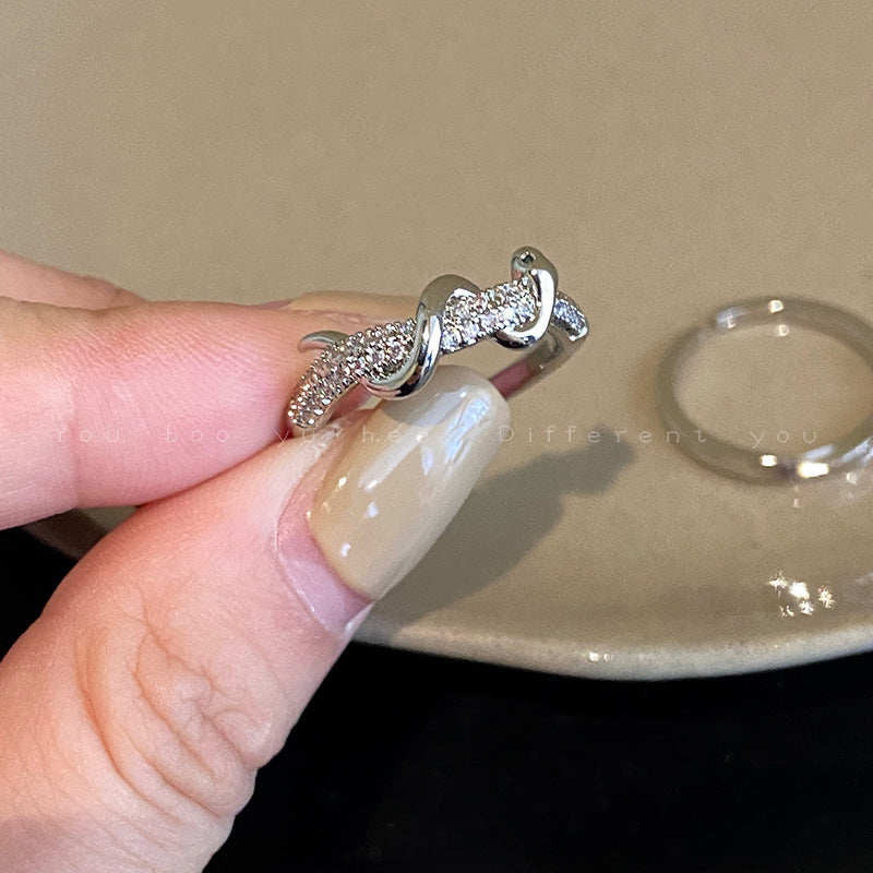 Pearl women's ring niche ins style exquisite zircon ring open ring