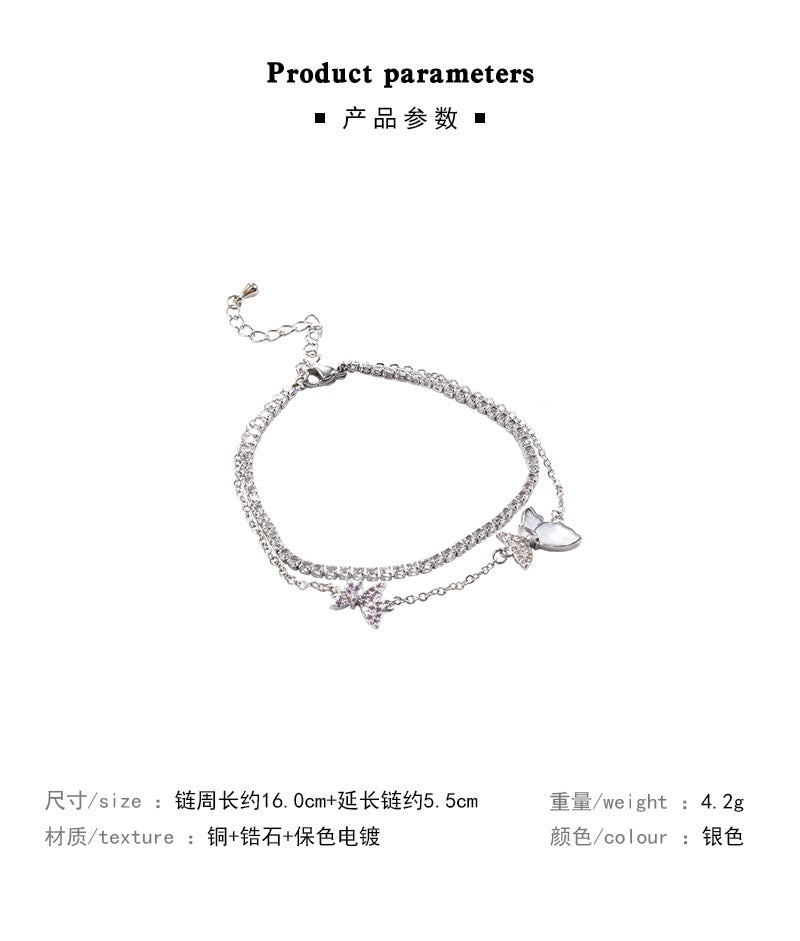 Light luxury pearl glitter zircon heart bracelet crystal women's bracelet