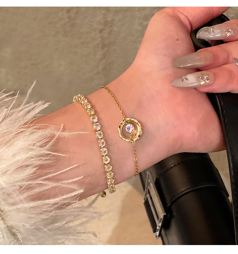 Light luxury pearl glitter zircon heart bracelet crystal women's bracelet