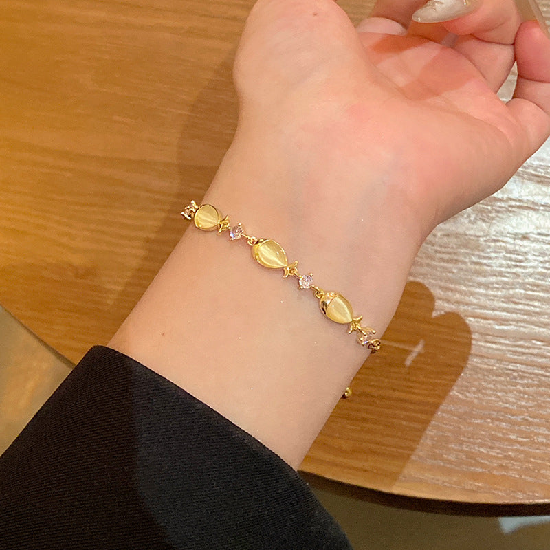 Light luxury pearl glitter zircon heart bracelet crystal women's bracelet