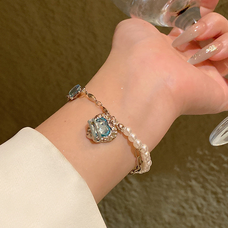 Light luxury pearl glitter zircon heart bracelet crystal women's bracelet