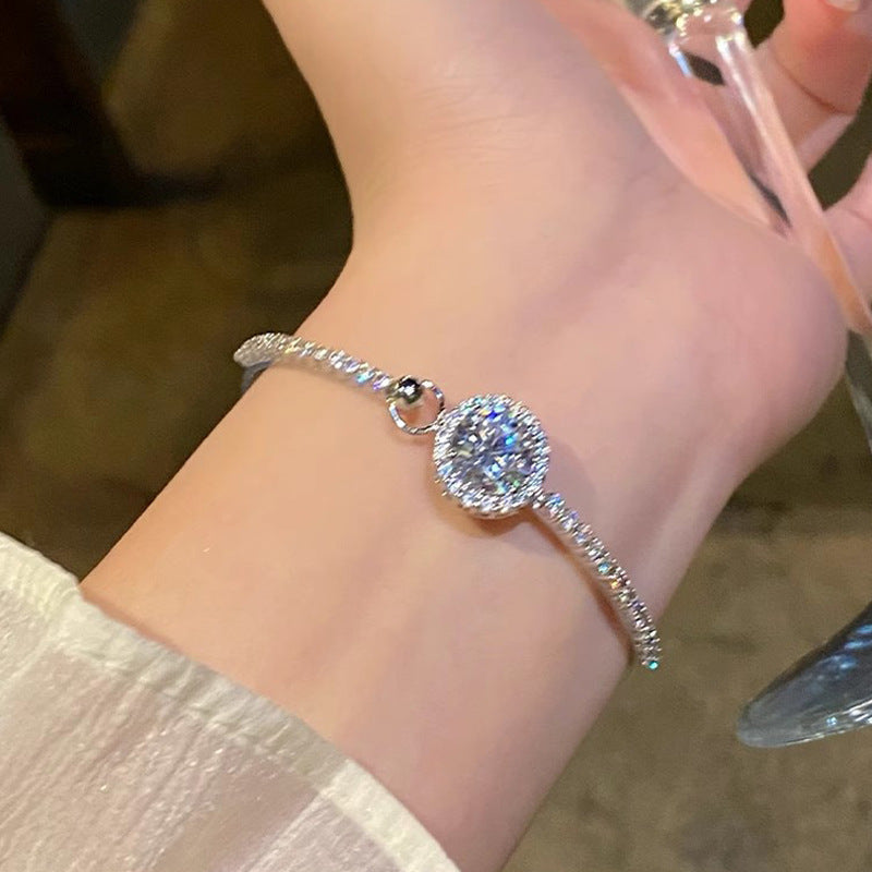 Light luxury pearl glitter zircon heart bracelet crystal women's bracelet