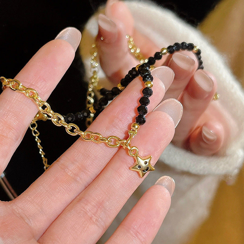 Light luxury pearl glitter zircon heart bracelet crystal women's bracelet