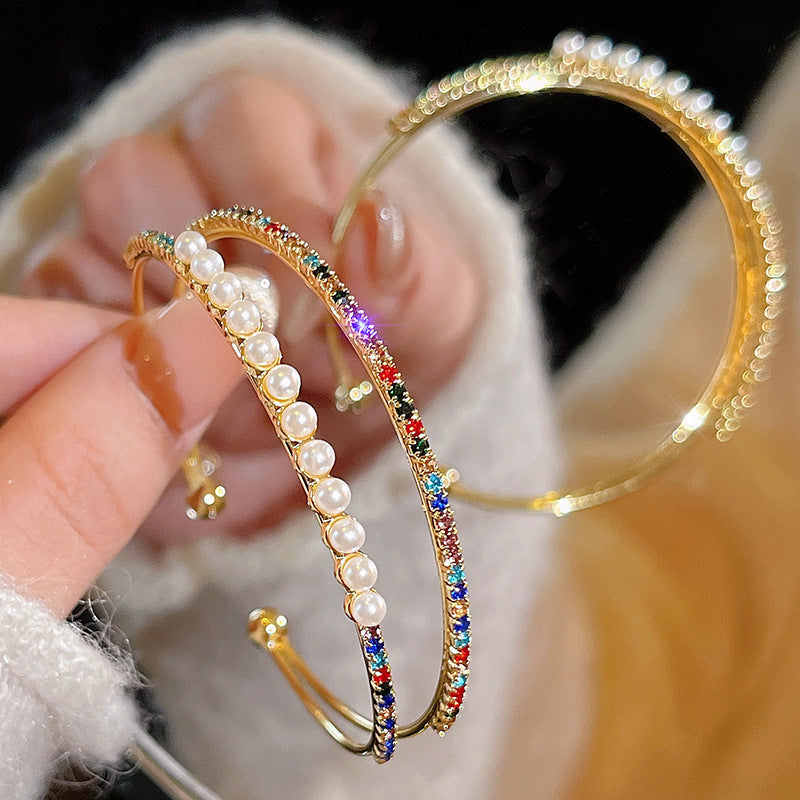 Light luxury pearl glitter zircon heart bracelet crystal women's bracelet
