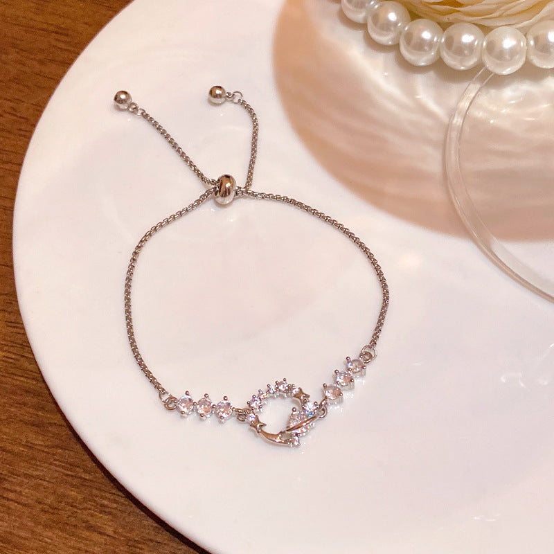 Light luxury pearl glitter zircon heart bracelet crystal women's bracelet