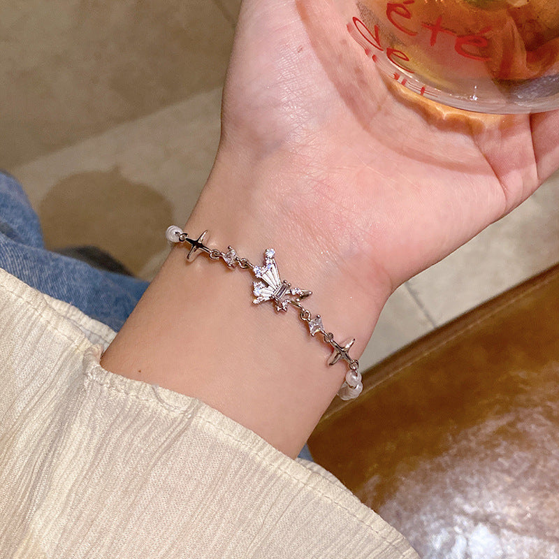 Light luxury pearl glitter zircon heart bracelet crystal women's bracelet