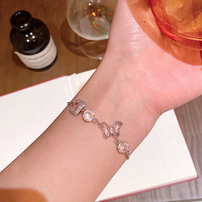 Light luxury pearl glitter zircon heart bracelet crystal women's bracelet