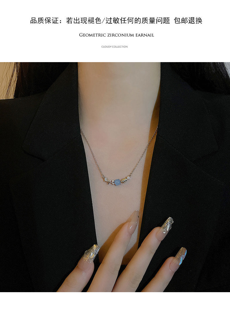 Ocean memory titanium steel necklace female ins trendy net red same style versatile temperament titanium steel