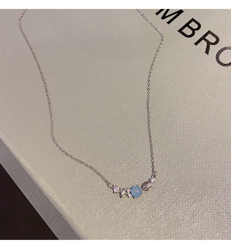 Ocean memory titanium steel necklace female ins trendy net red same style versatile temperament titanium steel