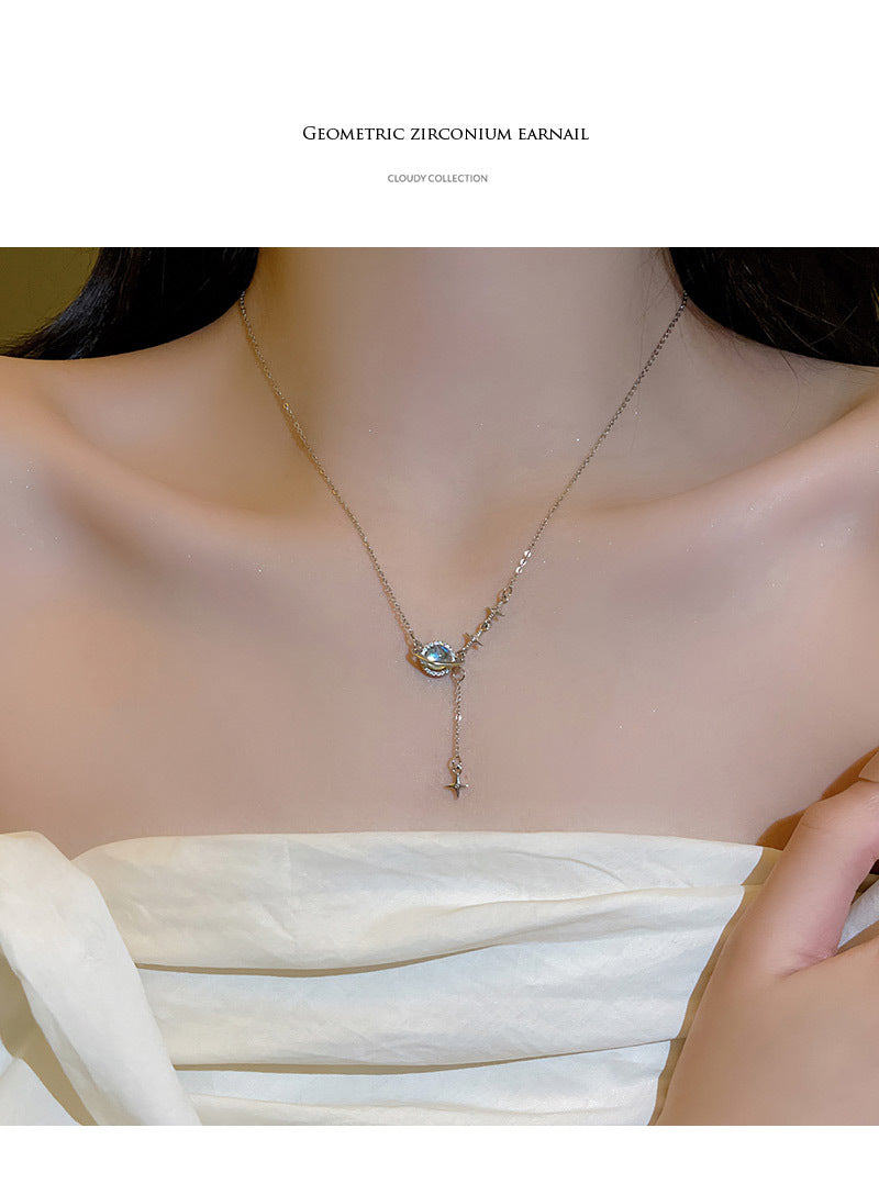 ins trendy high-end design galaxy universe titanium steel necklace