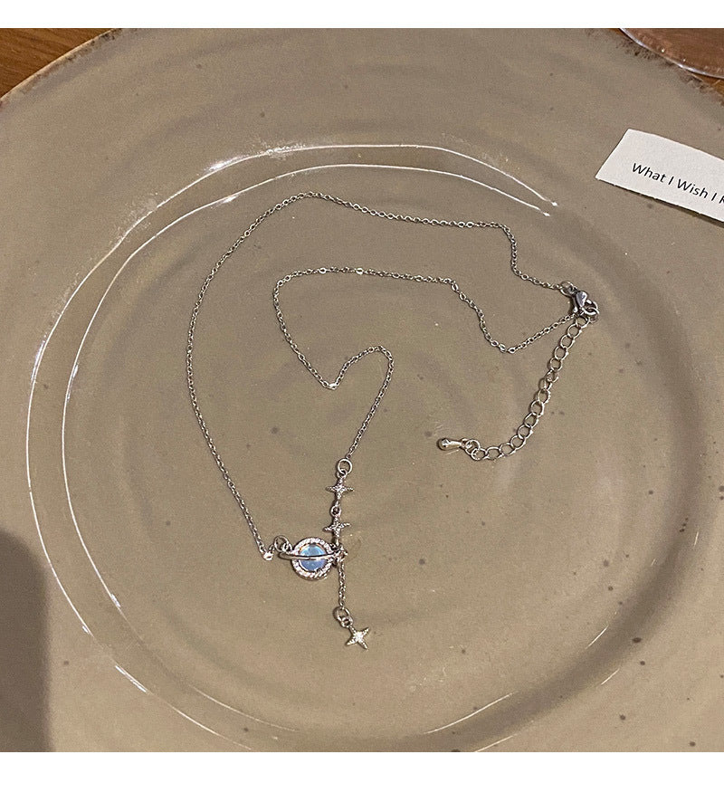 ins trendy high-end design galaxy universe titanium steel necklace