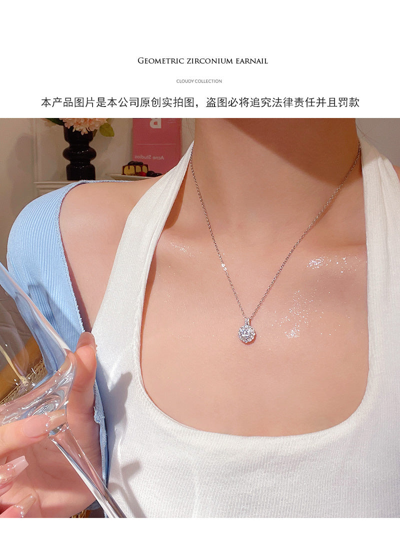 High-end sparkling zircon pendant necklace