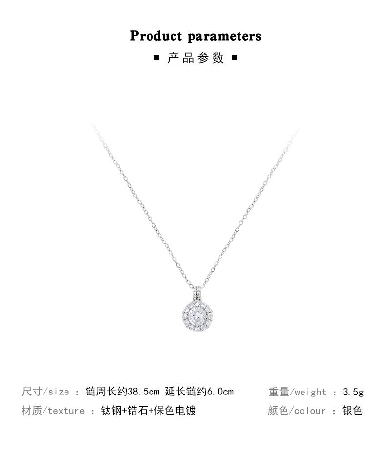 High-end sparkling zircon pendant necklace