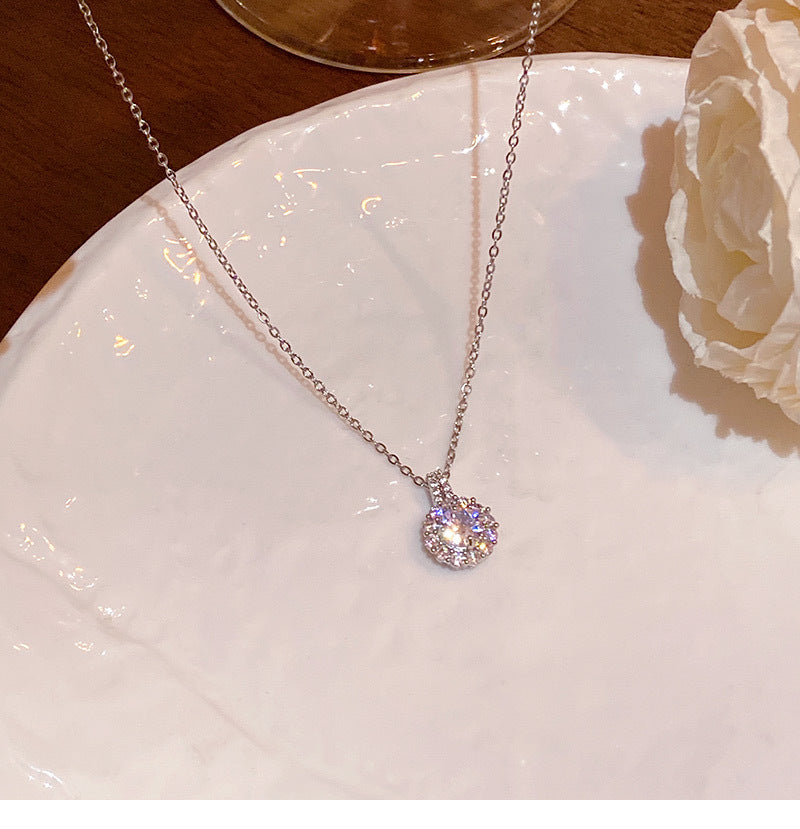 High-end sparkling zircon pendant necklace