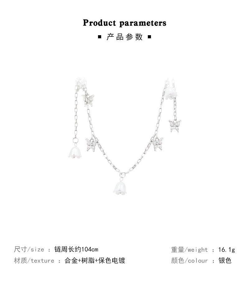 Light luxury niche high-end long tassel lily of the valley necklace