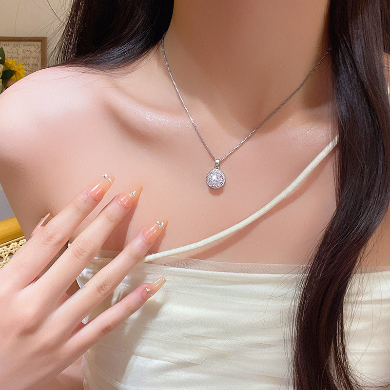 Women's series zircon imitation pearl titanium steel alloy necklace hot sale wholesale