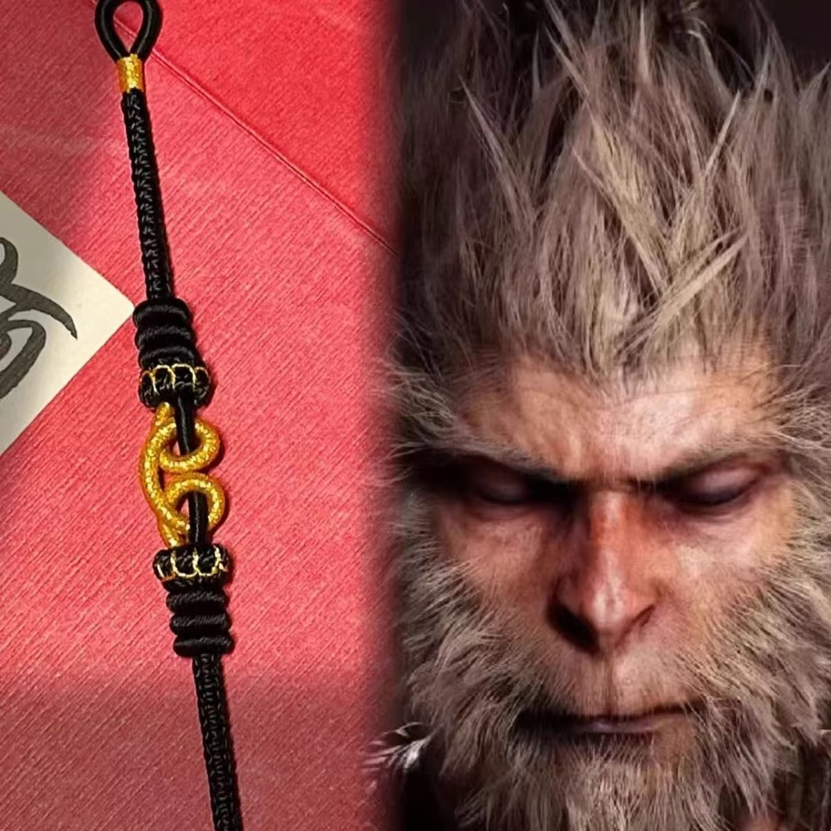 Hand-woven black mythical Monkey King knot bracelet