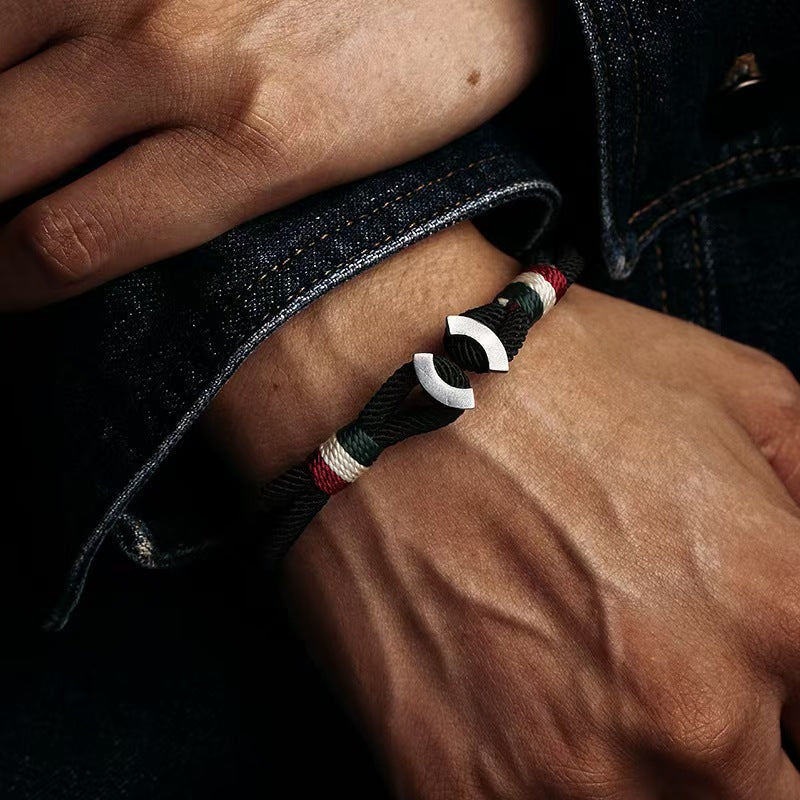 925 Silver Fashion Simple Captain Hand-woven Bracelet