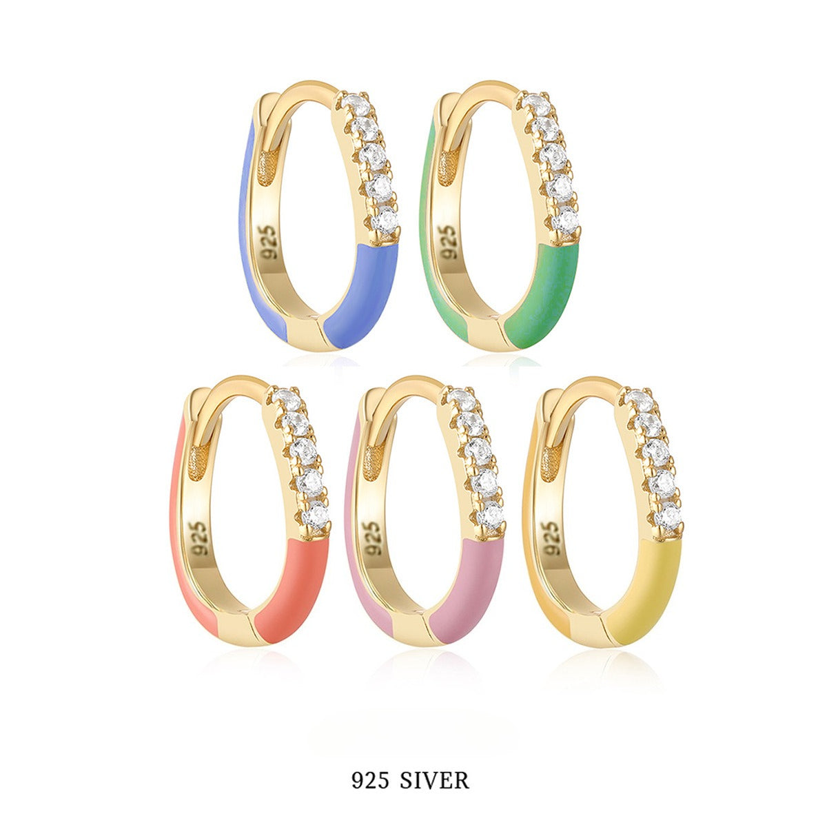 Single Color Drip Hoop - S925 Silver Dopamine Asymmetric Niche