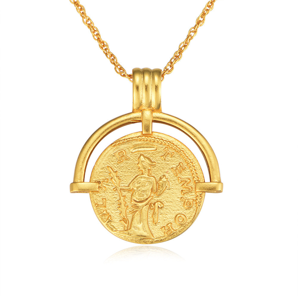 925 Sterling Silver Roman Coin Necklace, Vintage Medallion Pendant