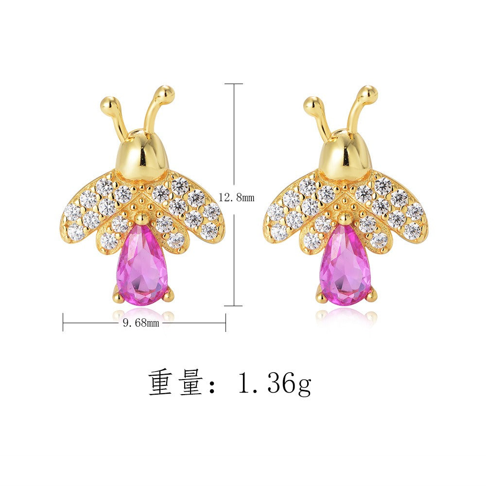 925 Sterling Silver Honey Bee Stud Earrings for Women, Sparkling Zirconia Bumble Bee Earrings, Unique Niche Design, Hypoallergenic Luxury Jewelry Gift