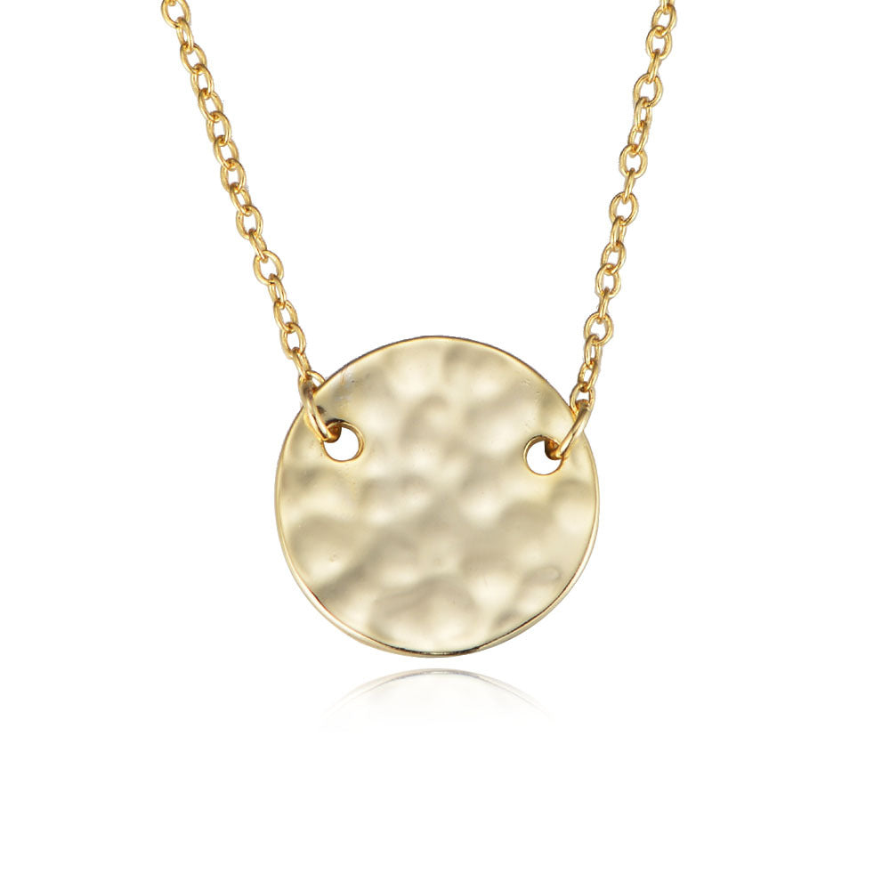925 Sterling Silver Hammered Coin Necklace, Vintage Round Pendant