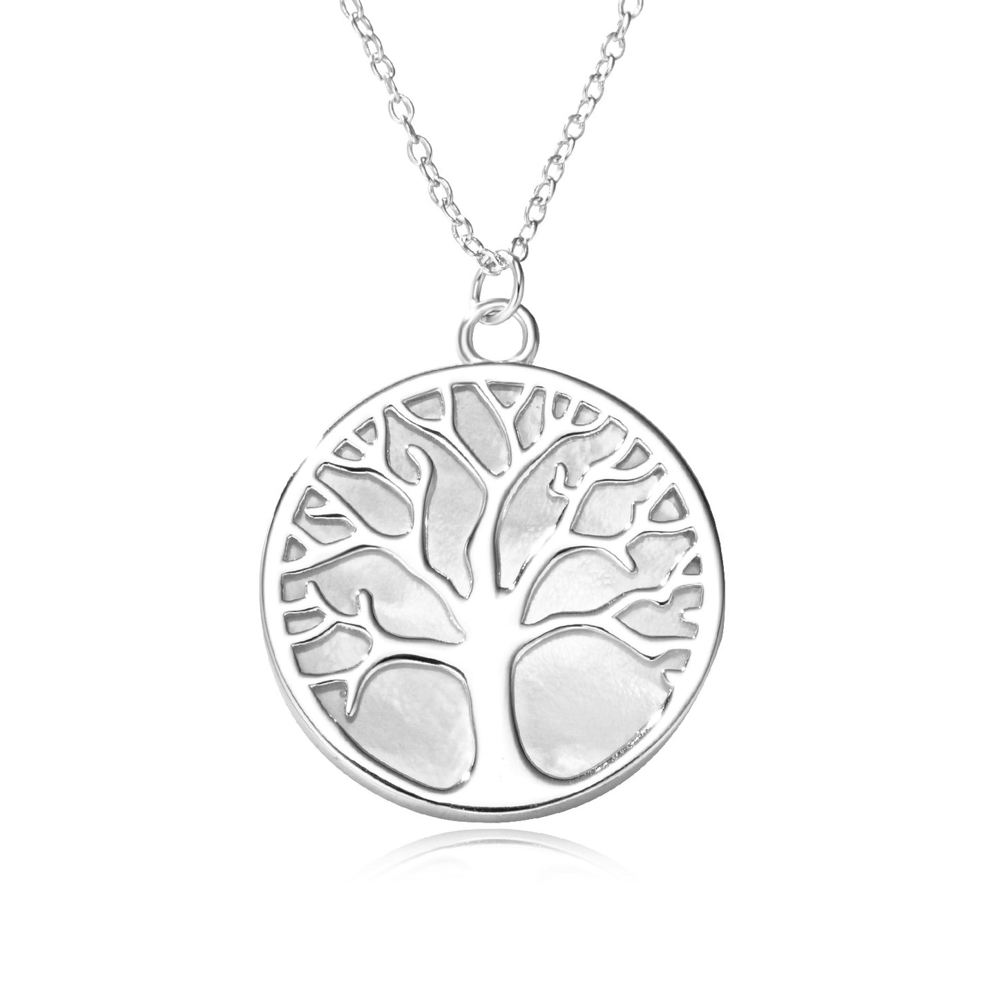 925 Sterling Silver Tree of Life Necklace, Natural Shell Pendant