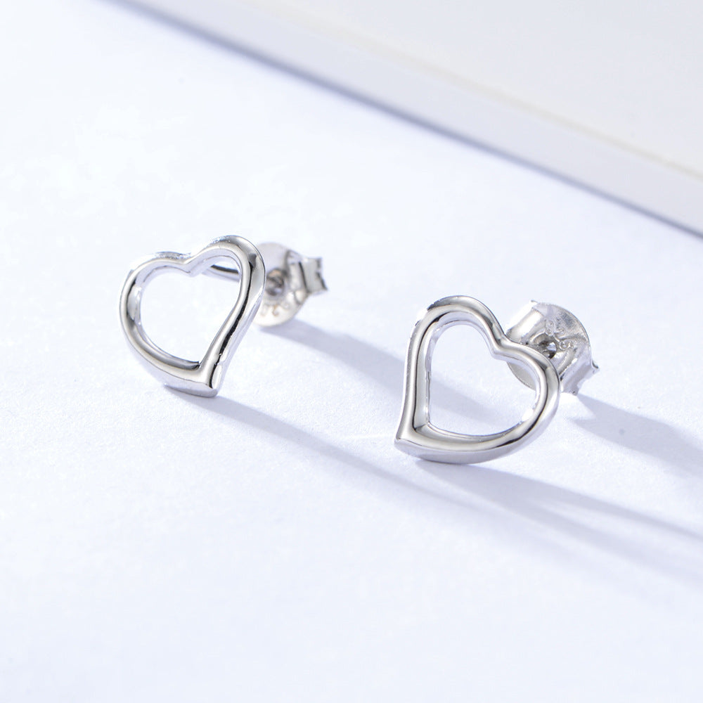 925 Sterling Silver Heart Stud Earrings, Dainty Minimalist Jewelry