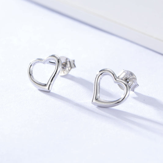 925 Sterling Silver Heart Stud Earrings, Dainty Minimalist Jewelry