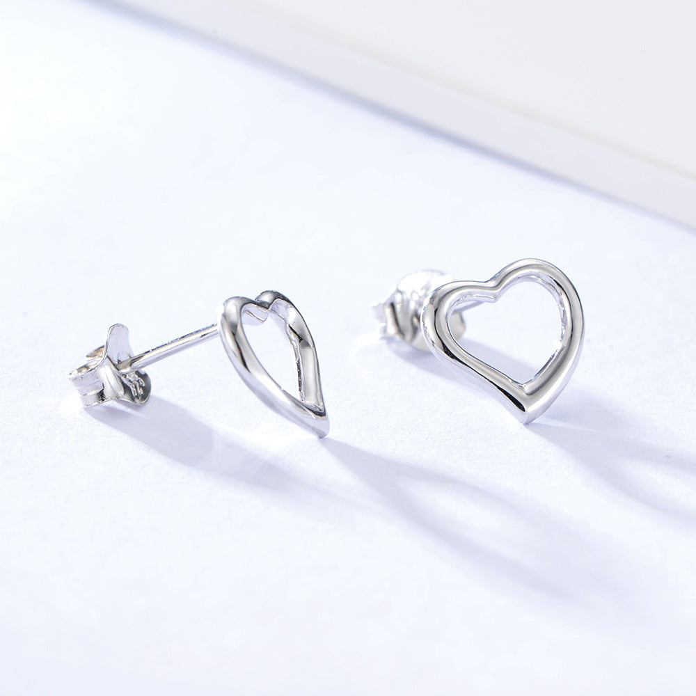 925 Sterling Silver Heart Stud Earrings, Dainty Minimalist Jewelry