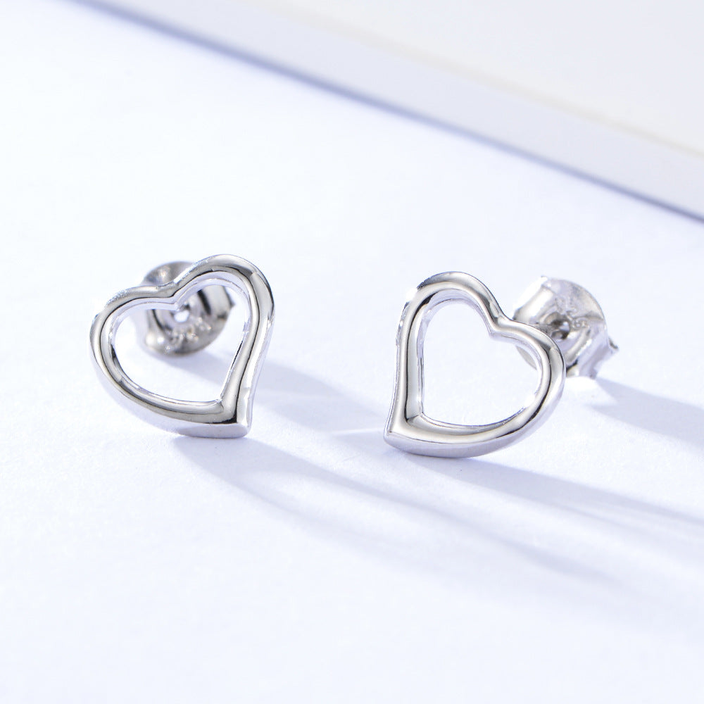 925 Sterling Silver Heart Stud Earrings, Dainty Minimalist Jewelry