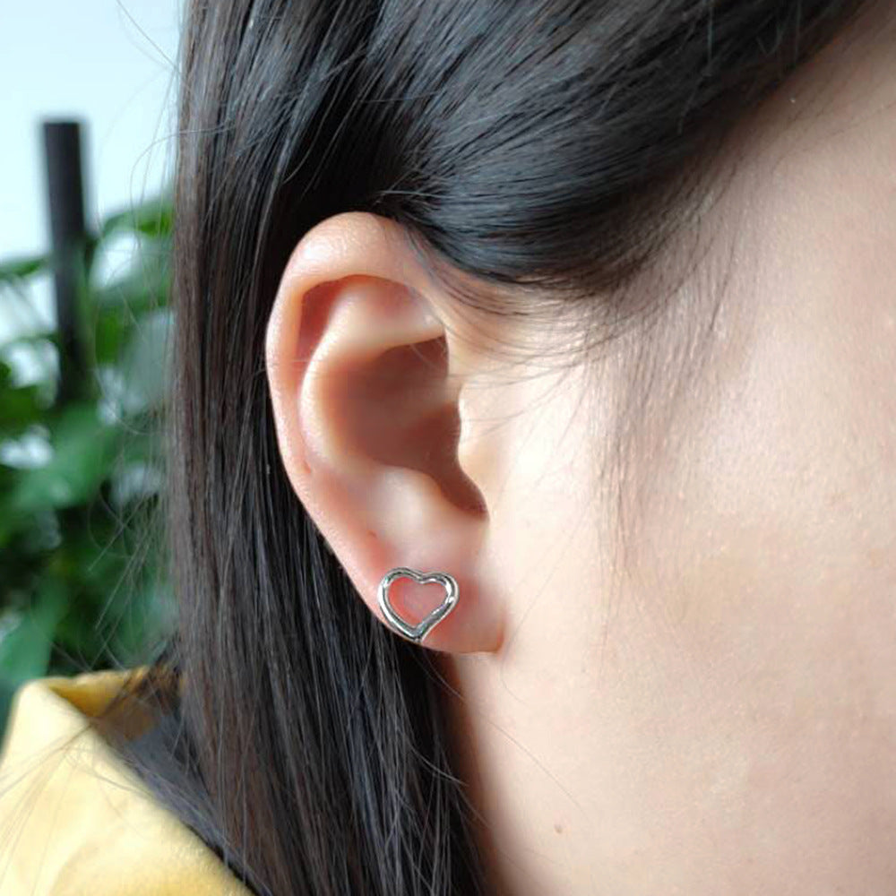 925 Sterling Silver Heart Stud Earrings, Dainty Minimalist Jewelry