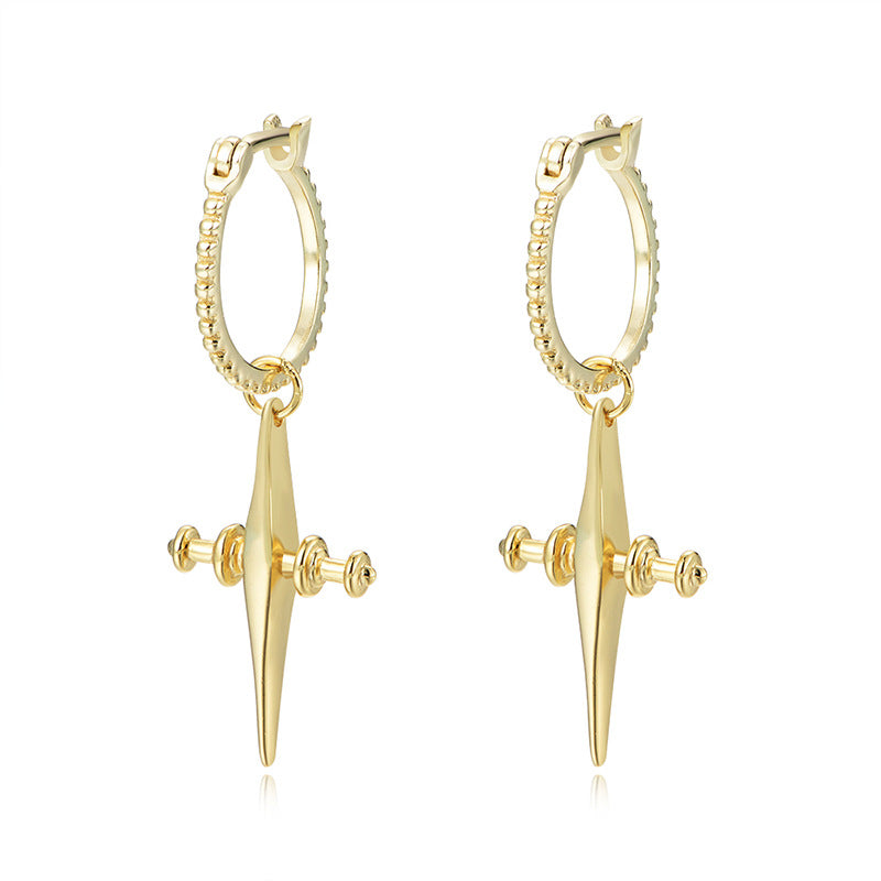 925 Sterling Silver Cross Huggie Hoop Earrings for Women