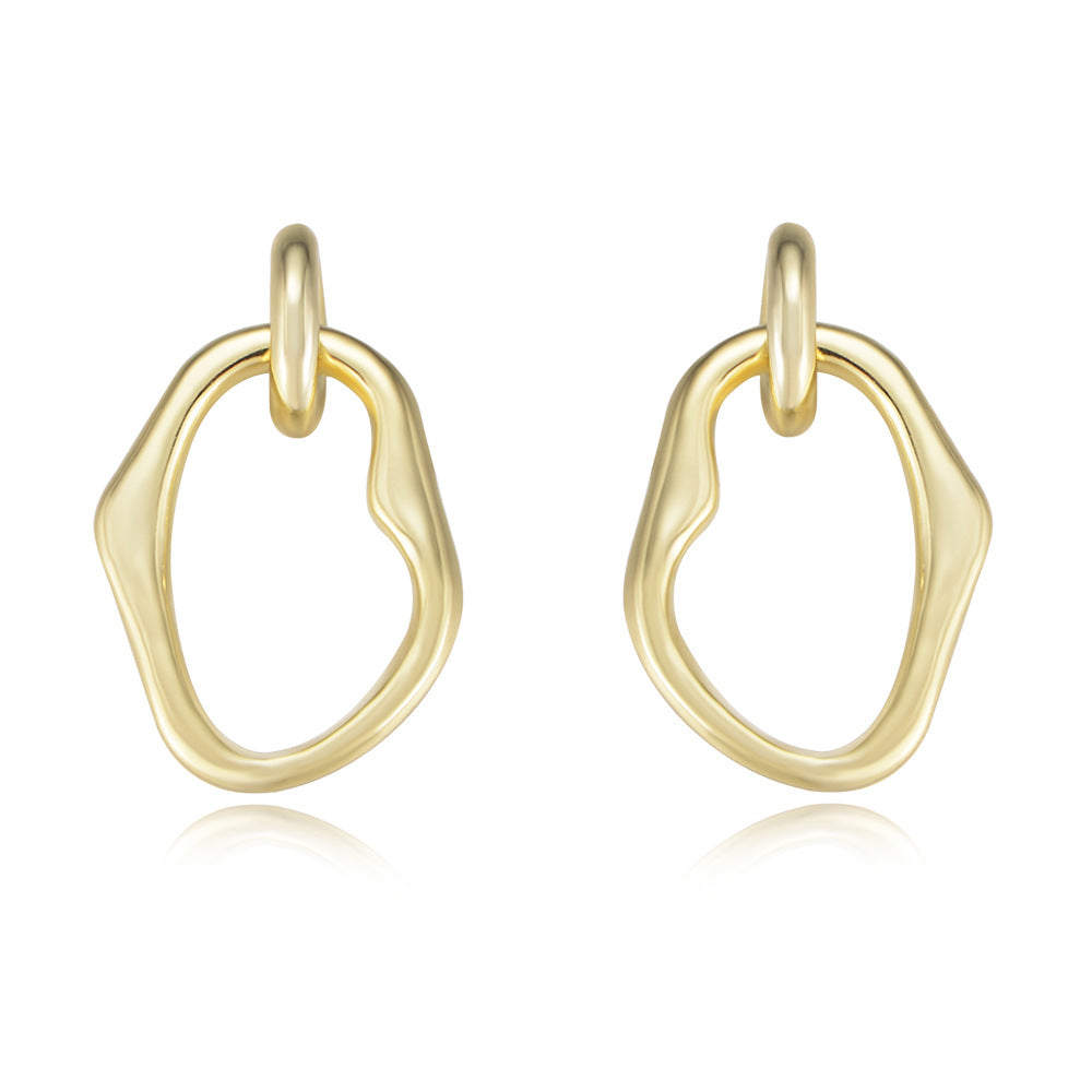 925 Sterling Silver Irregular Geometric Hoop Earrings, Minimalist Vintage Hollow-Out Jewelry