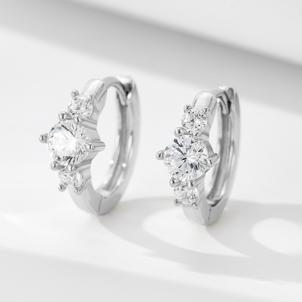 S925 Sterling Silver Small Hoop Earrings with Sparkling Zircon, Minimalist Geometric Huggie Earrings for Women, Hypoallergenic Jewelry Gift