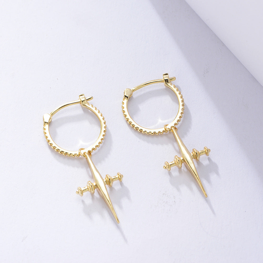 925 Sterling Silver Cross Huggie Hoop Earrings for Women