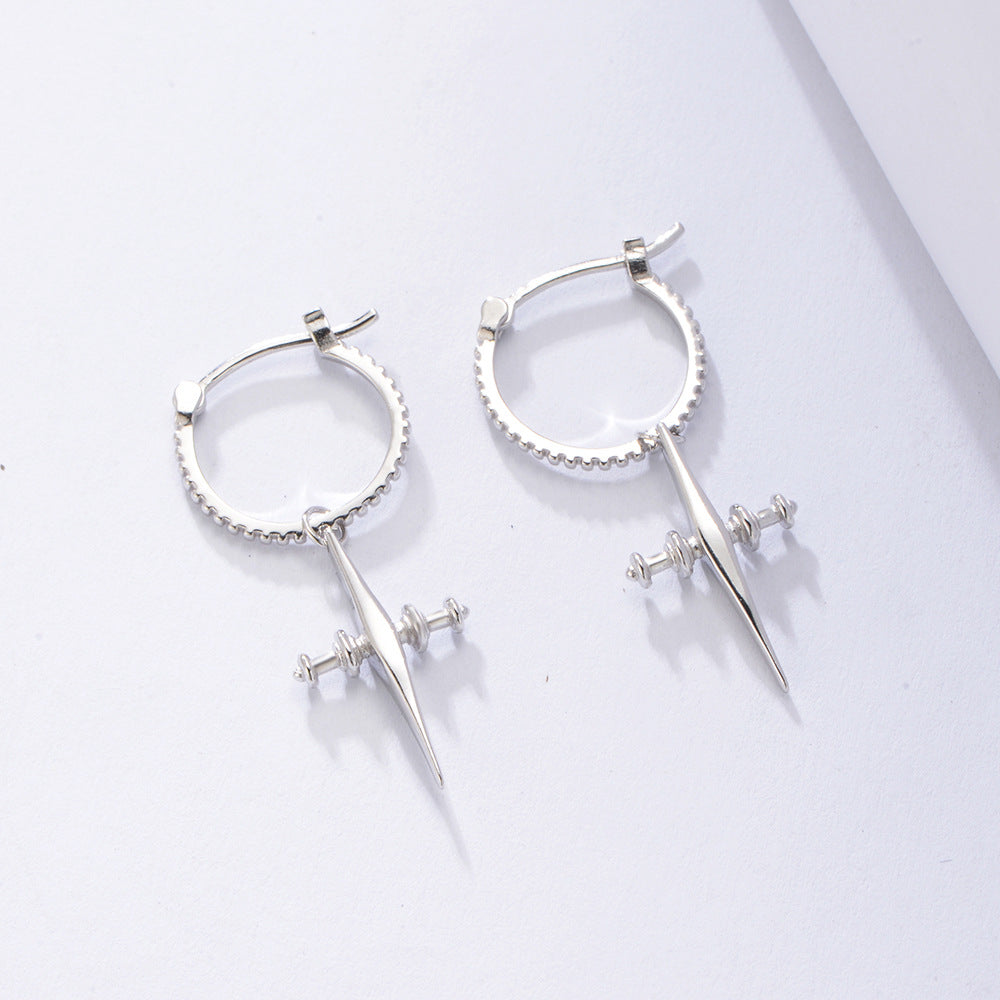 925 Sterling Silver Cross Huggie Hoop Earrings for Women