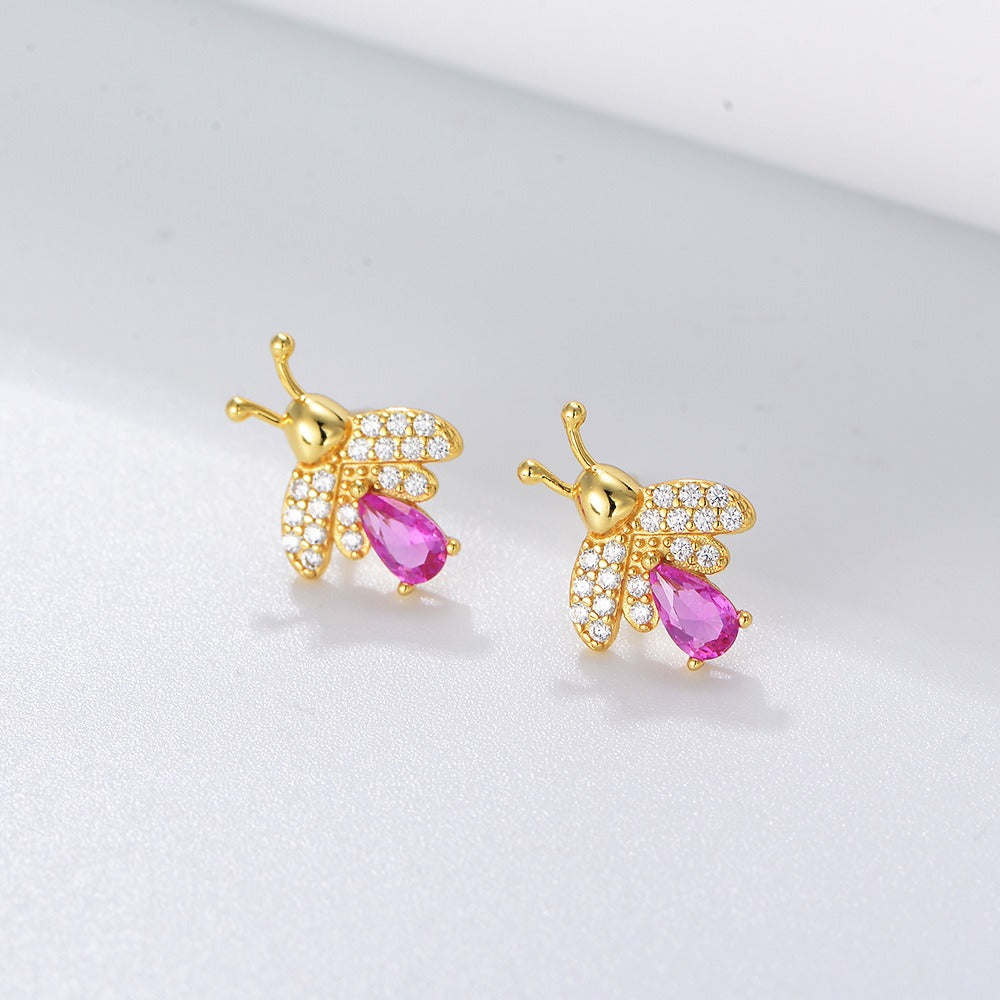 925 Sterling Silver Honey Bee Stud Earrings for Women, Sparkling Zirconia Bumble Bee Earrings, Unique Niche Design, Hypoallergenic Luxury Jewelry Gift